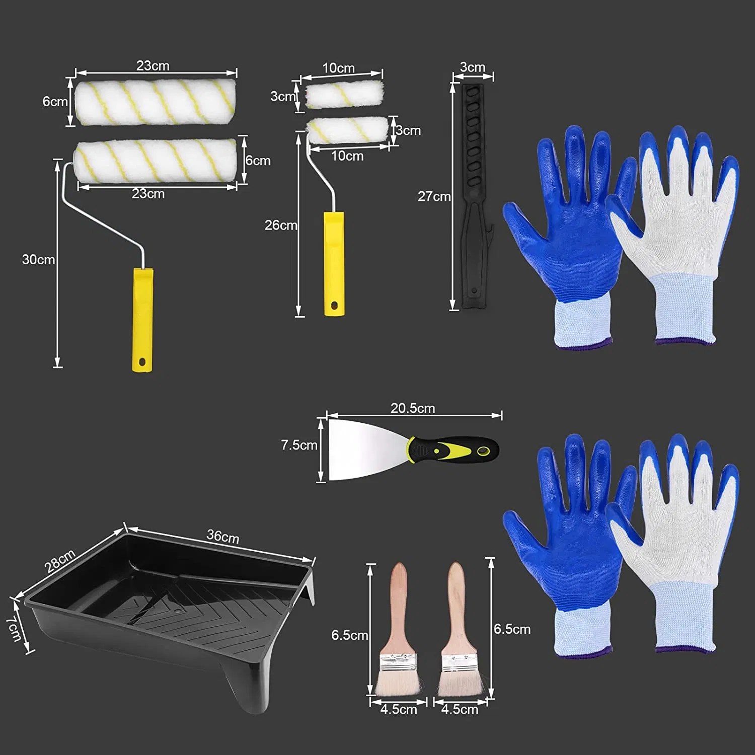 13 Piece House Paint Roller Kit Paint Brushes for DIY Promotion Grs