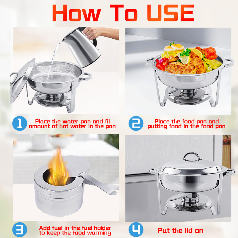 Daosheng Wedding Good Quality Buffet Stainless Steel Round Roll Top Chafing Dish Stove Chafer Food Warmer