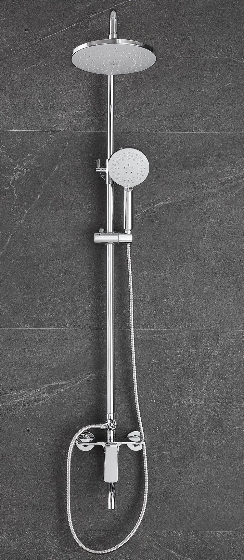 Sanitary Ware Bathroom Accessories 3 Way Functions Single Handle Brass Shower Bar Shower Column Rainfall Shower System Set Shower Faucet with Bathtub and Shelf
