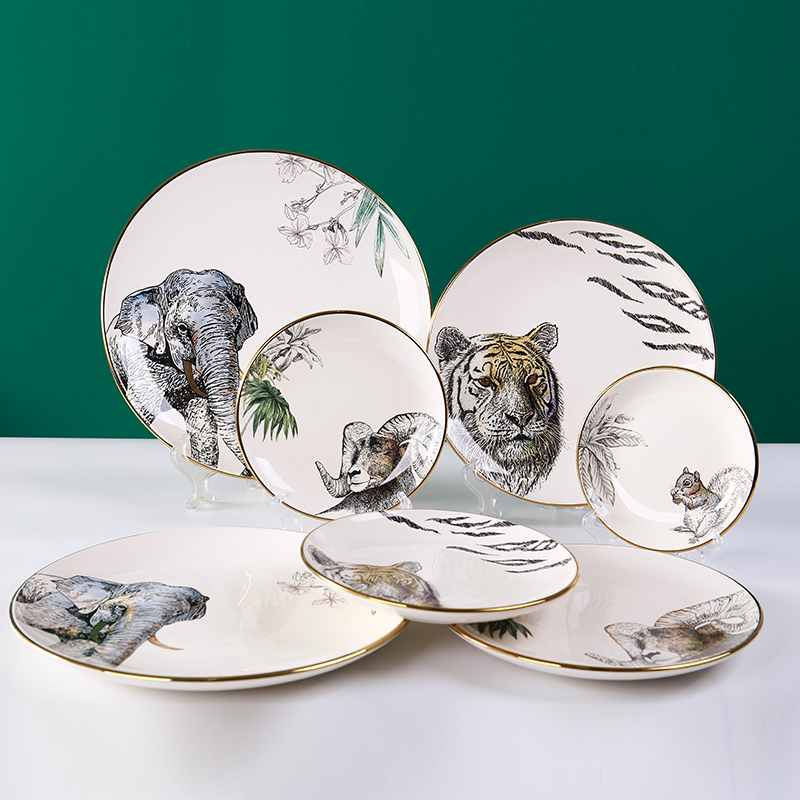 Wholesale High Quality Decal Animal Pattern Soup Ceramic Dinner Bowl