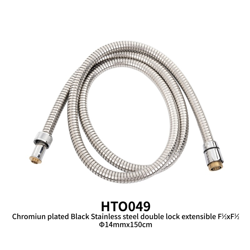 Chromiun Plated Black Stainless Steel Double Lock Extensible Hose F1/2"Xf1/2"