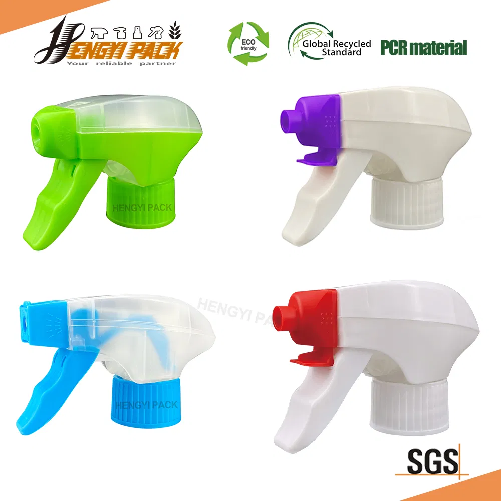 Chemical Acid Alkali Resistant 100% All Plastic Plastic Trigger Sprayer with Foam Spray Stream Nozzle 28 Child Safety PCR Material Hand Spray Head Gun