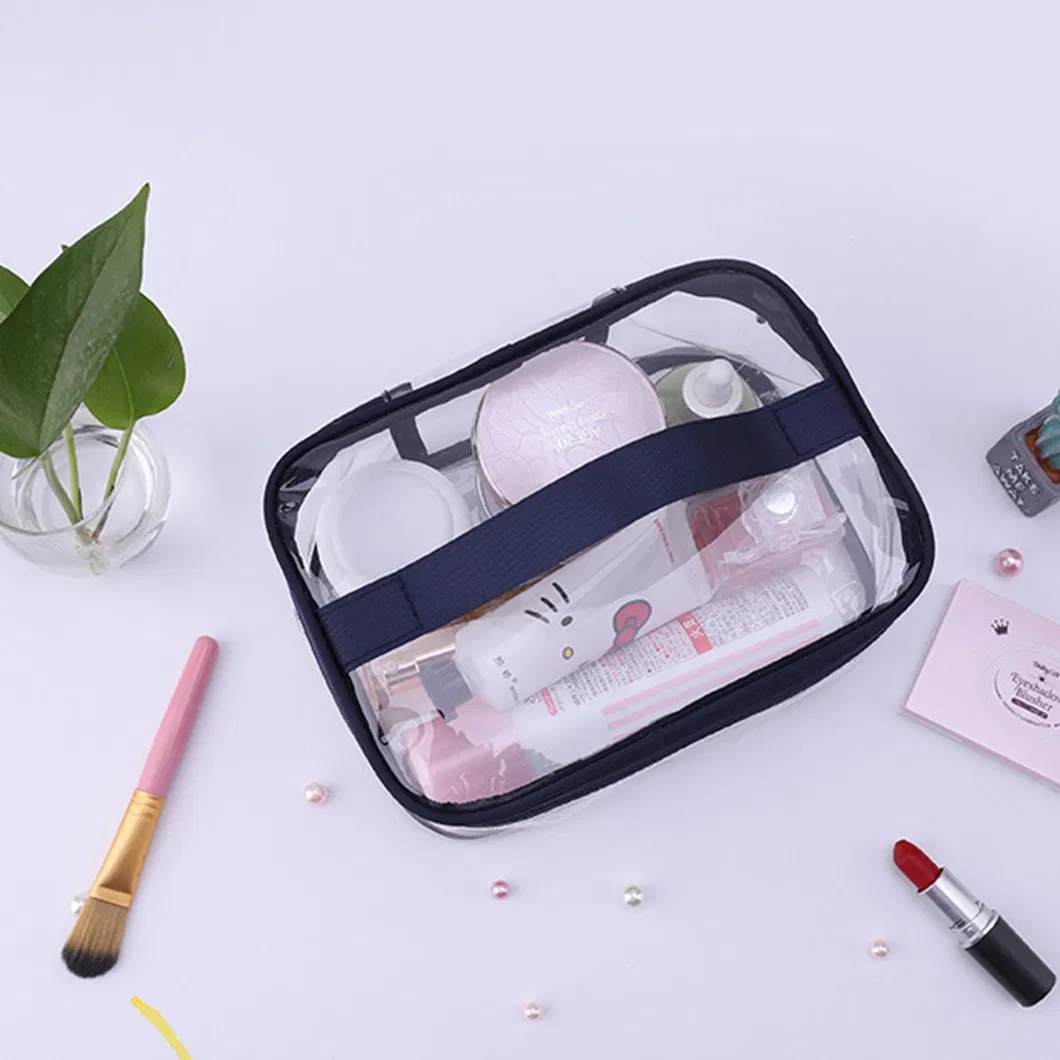 Custom High Quality Waterproof Zipper Travel Bag PVC Makeup Bag for Women Clear PVC Toiletery Travel Bag