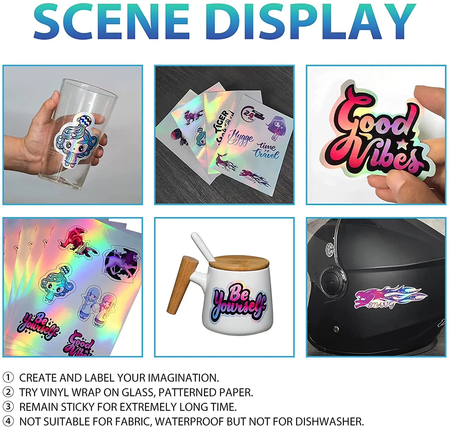 Aluminum Foil Glassine Rightint Carton A4 Size Holographic Sticker Paper