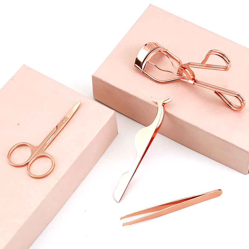 Heated Eyelash Curler with Tweezers Set Eyelashes Applicator