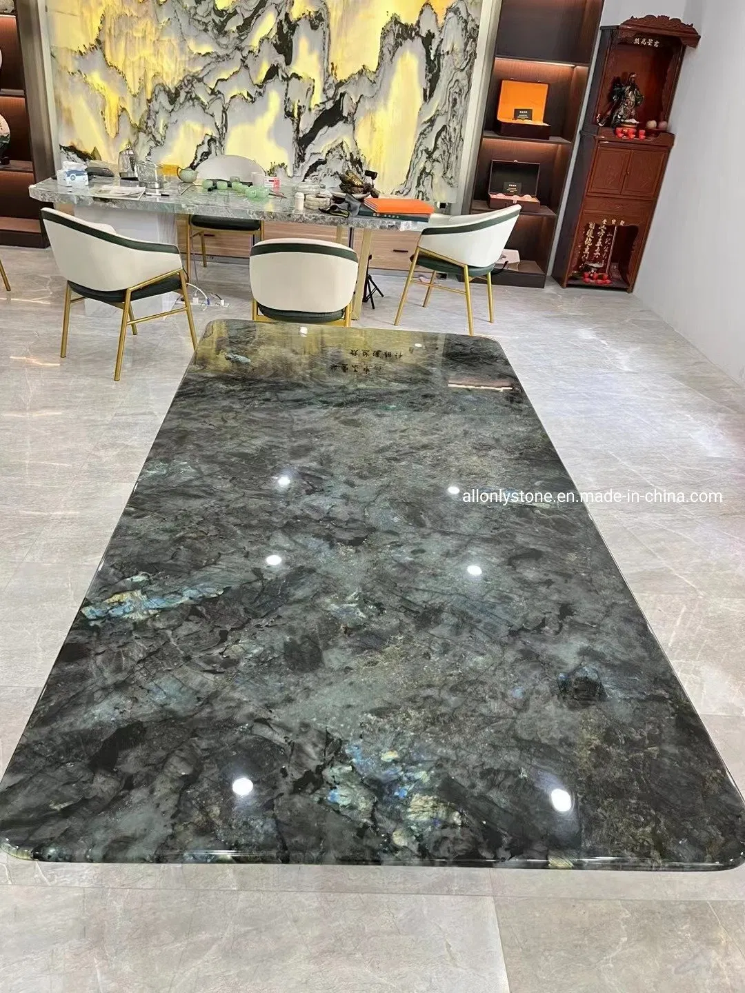 Light Through Natural Brazil Luxury Granite Stone Labradarite Blue Slab for Stone Wall Tiles