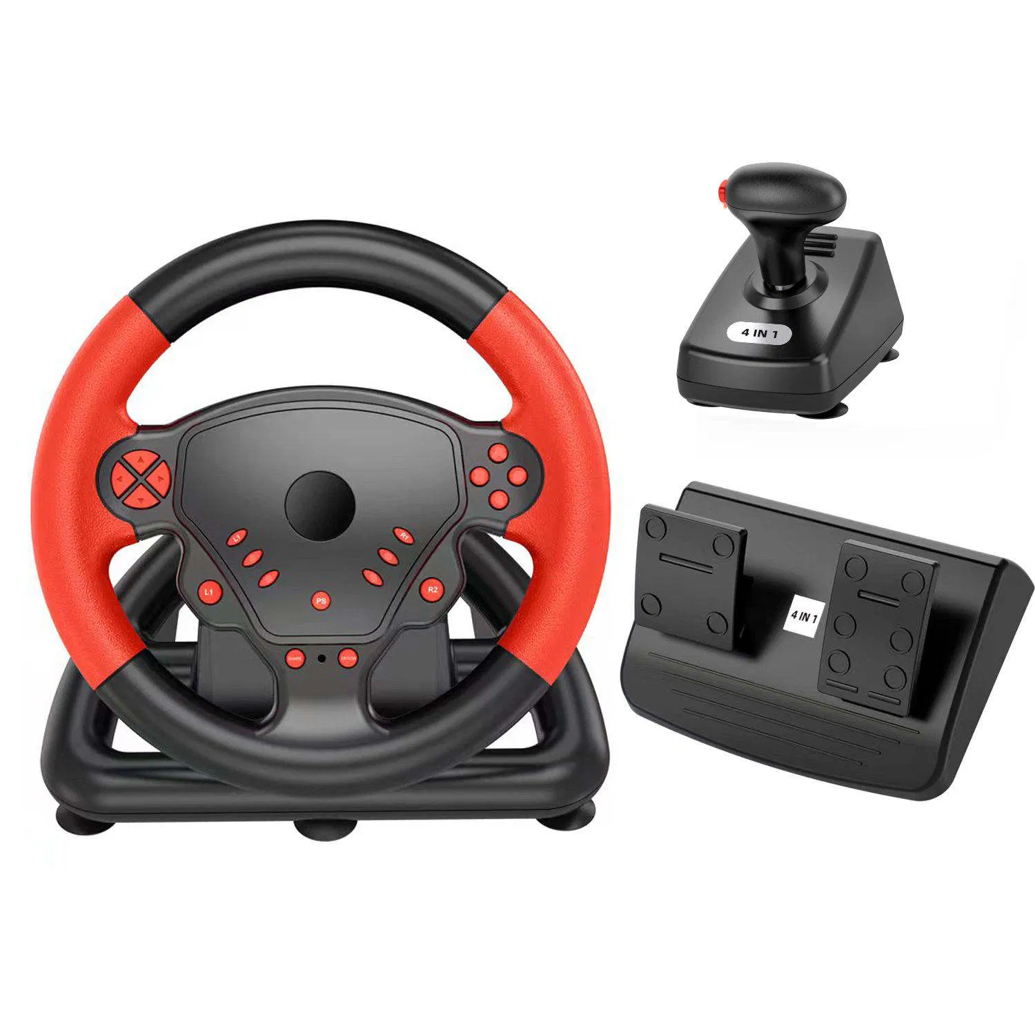 Wholesale 4in1 Wireless Multi-Function Racing Gaming Steering Wheel with Shifter and Pedals
