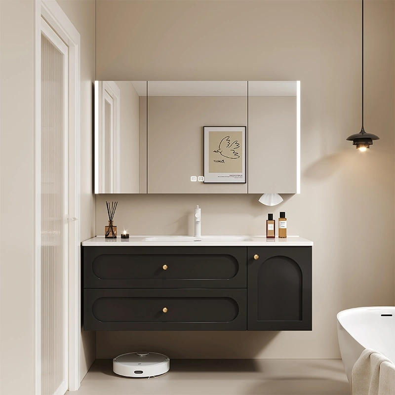 Round Beauty Makeup Bathroom LED Mirror with Anti-Fog Time & Temperature Display for Vertical and Horizontal Hanging