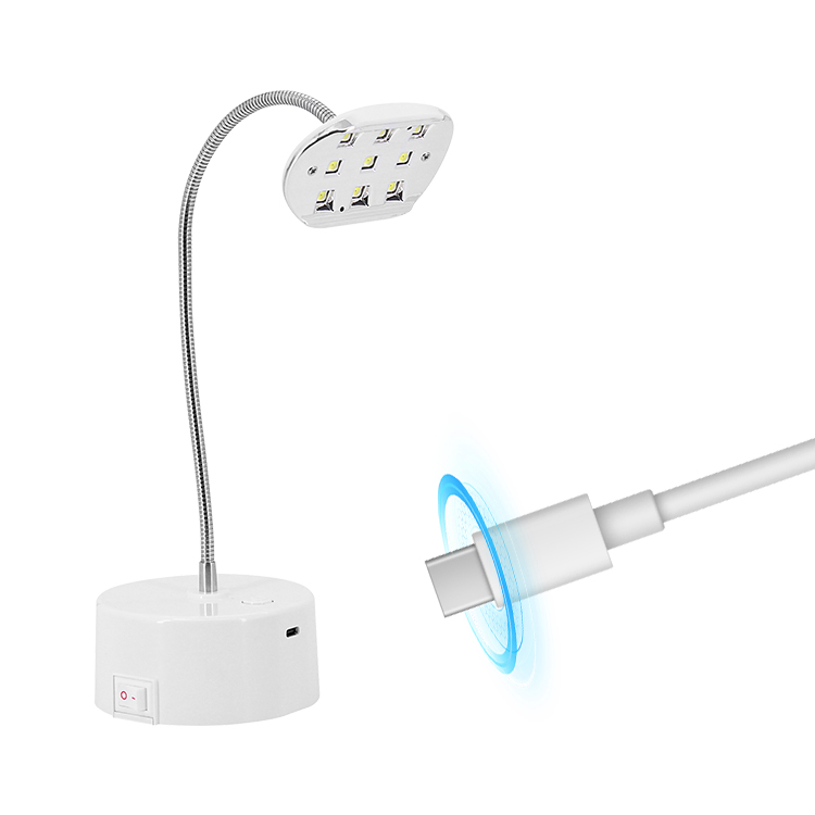 Flexible Gooseneck 9W Wireless Mini Nail Lamp UV LED Nail Glue Dryer Lamp