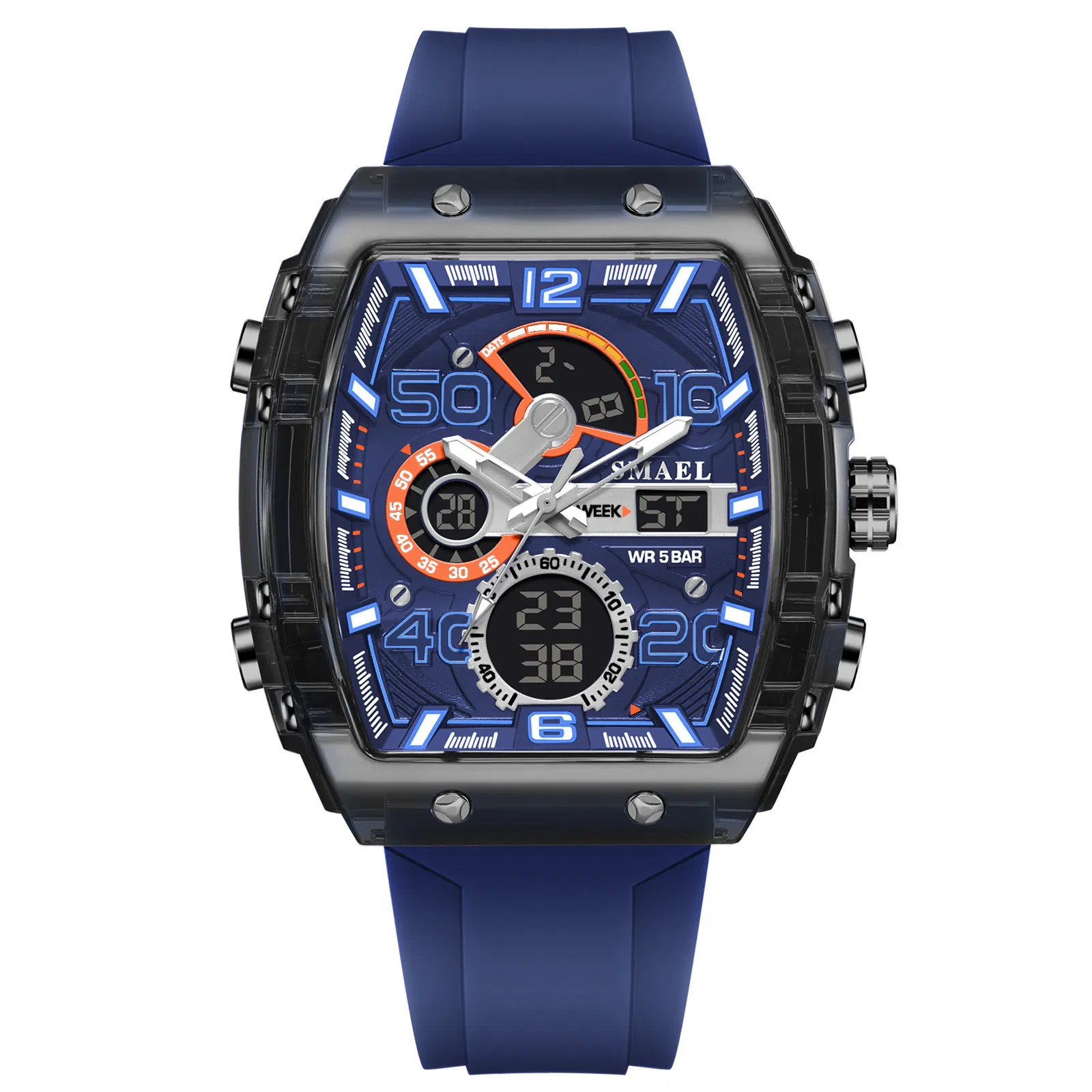 Smael Multi-Function Sports Watch for Men Waterproof Luminous Alarm Casual Digital Wristwatch