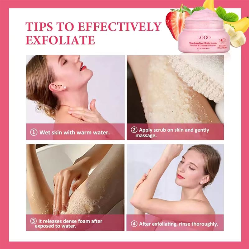 Ditong Oemodm Vegan Marshmallow Face Banana Strawberry Exfoliating Sugar Body Scrub