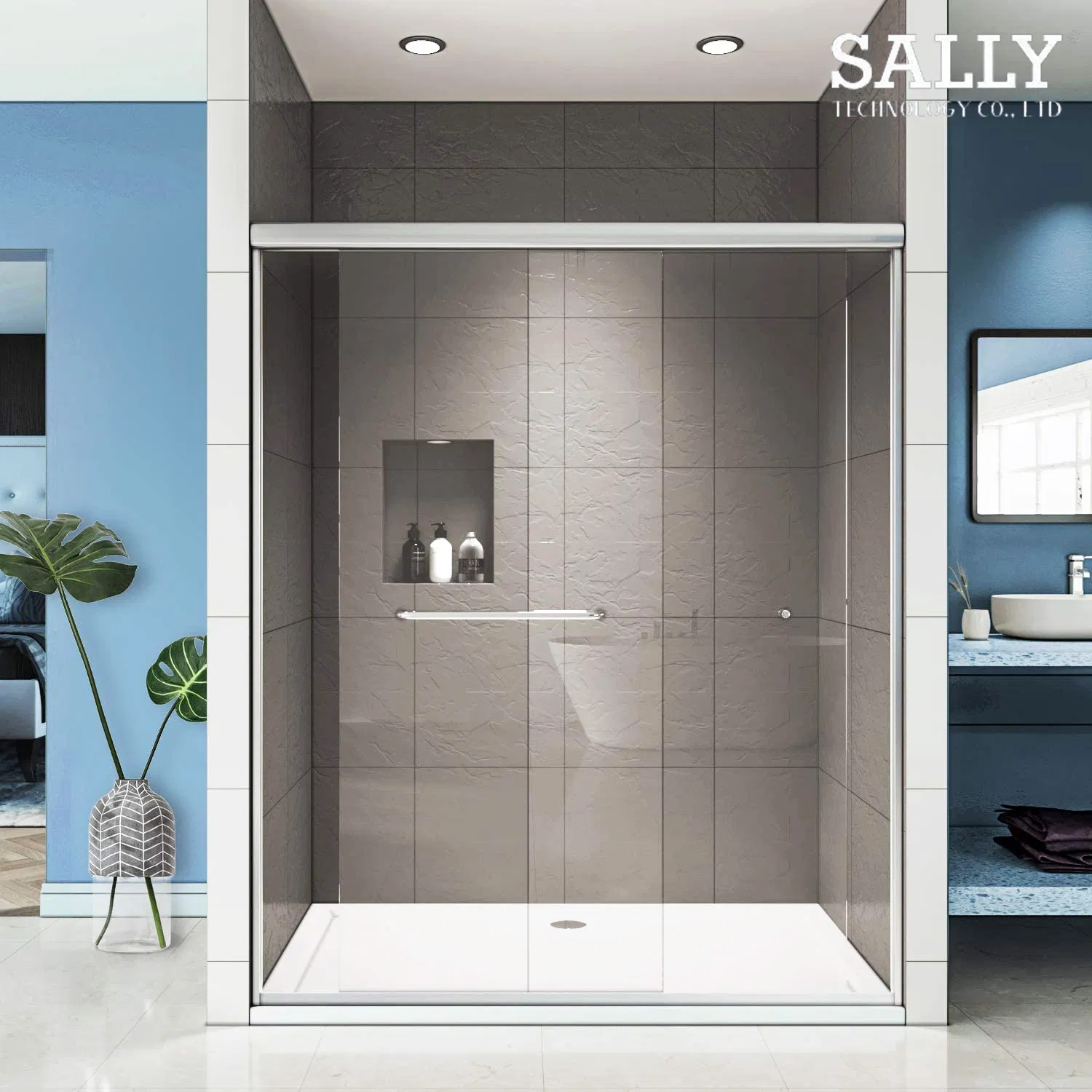 Sleek Modern Black Tempered Glass Shower Enclosure Design