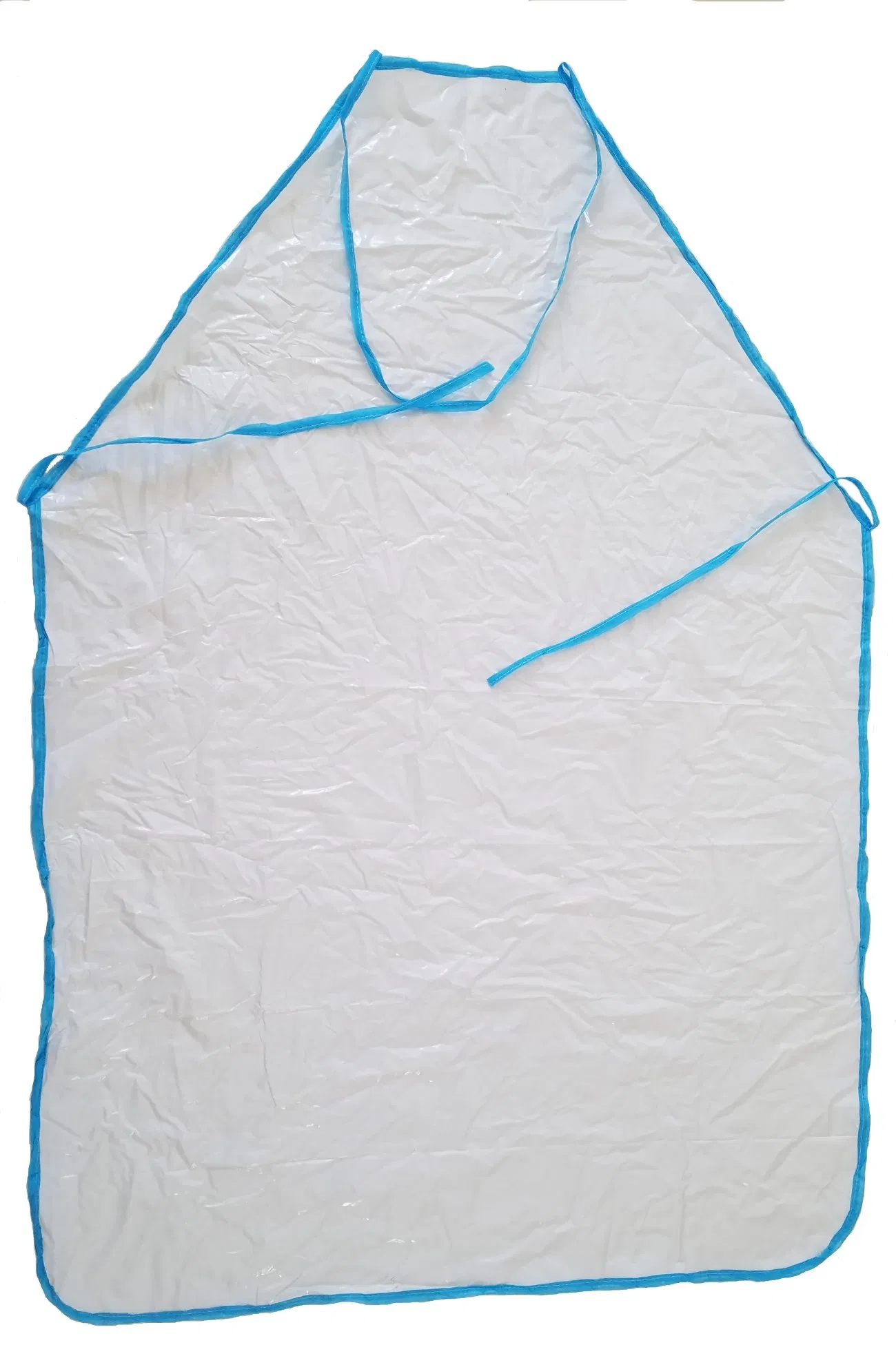 Cheaper White Disposable PVC Apron Non-Woven Sewing Edge Waterproof