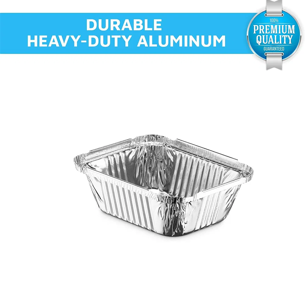 8342 1lb Rectangle Aluminum Foil Food Container with Lid Disposable Take-Away Aluminum Foil Lunch Box