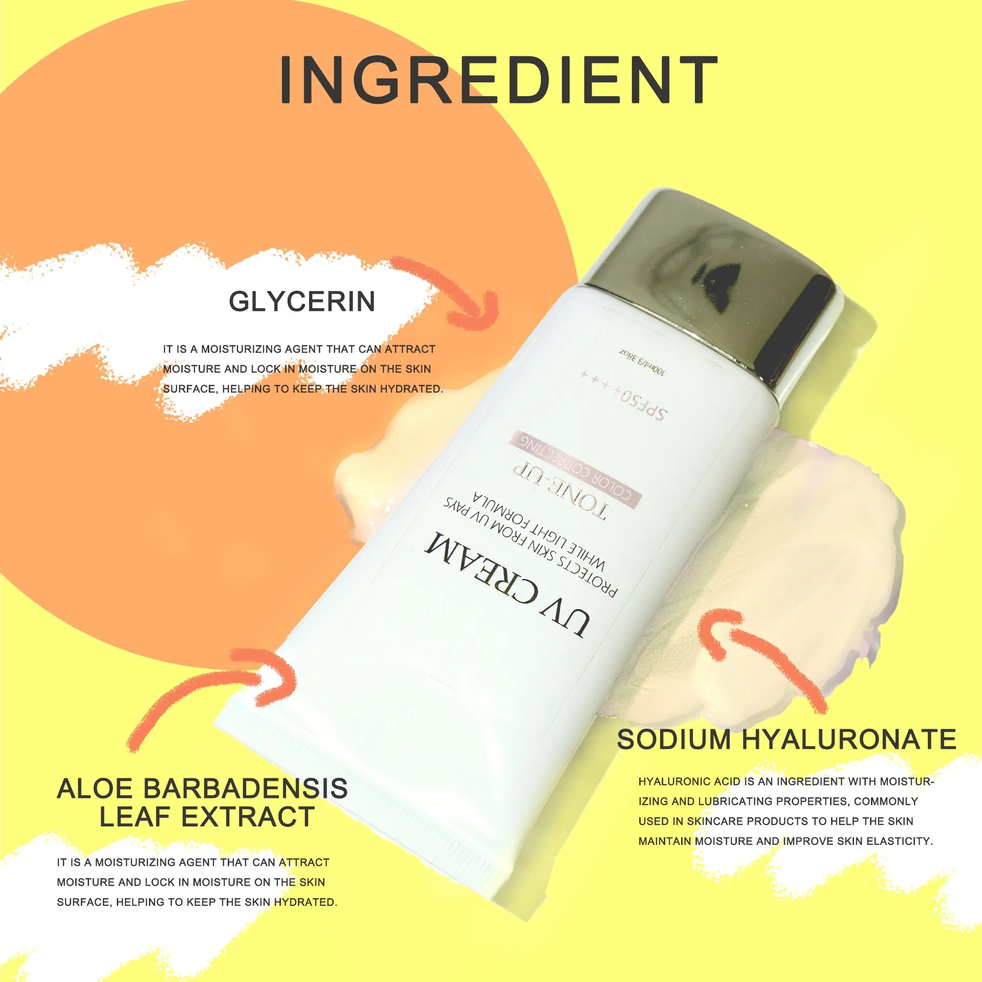 Customized Logo SPF 50 Sunscreen Non-Greasy Moisturizing Waterproof 100ml Face Sunscreen