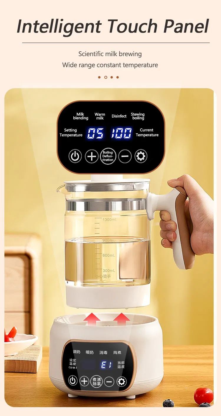 OEM Large Capacity Smart Baby Milk Modulator Formula Kettle Glass Electric Teapot with LED Light