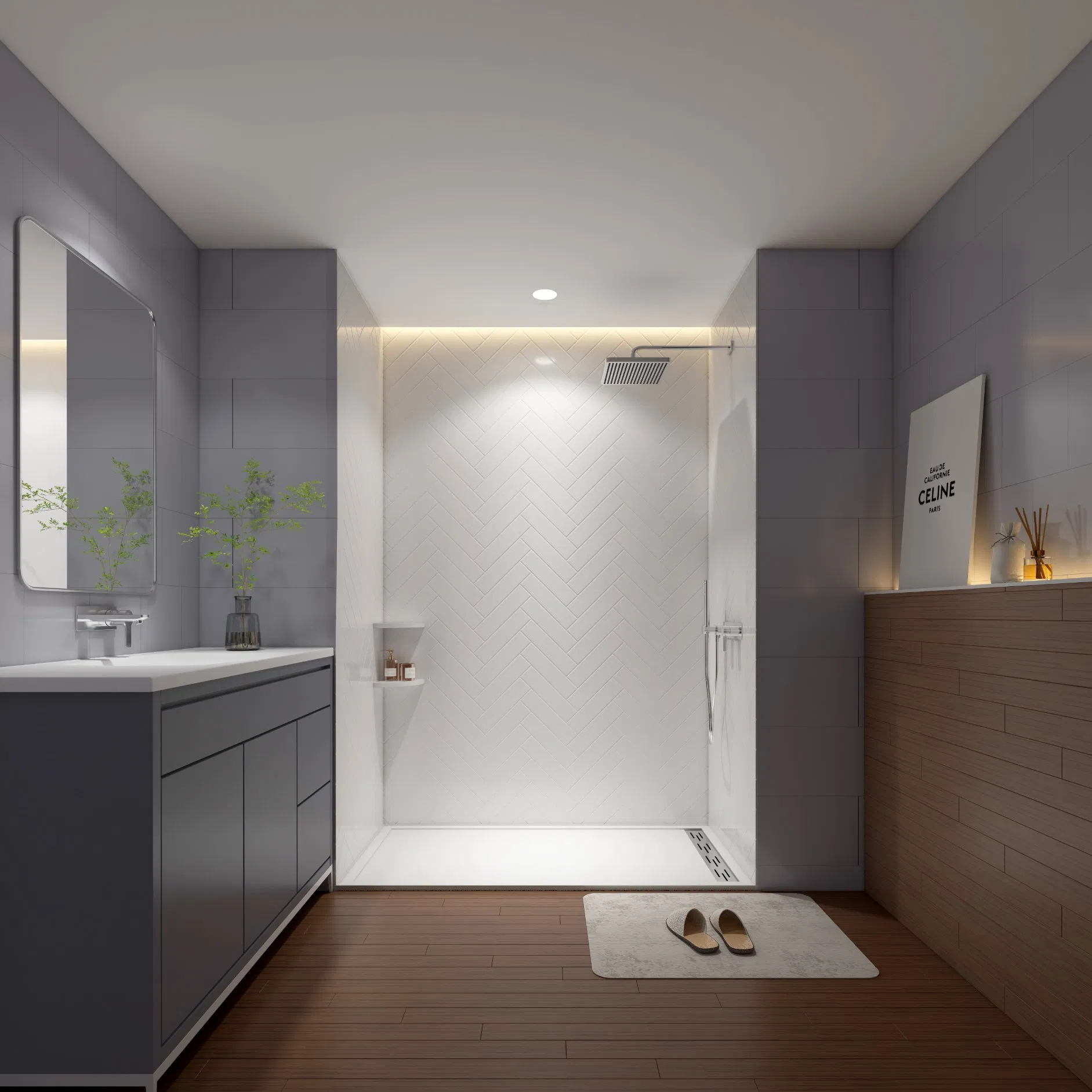 Customized Shower Wall Panel Easy Installation Cultured Marble Tub Surrounds