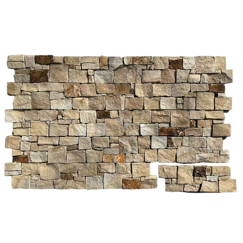 Modern Design Natural Stone Wall Yellow Sandstone Split Surface for Building Material