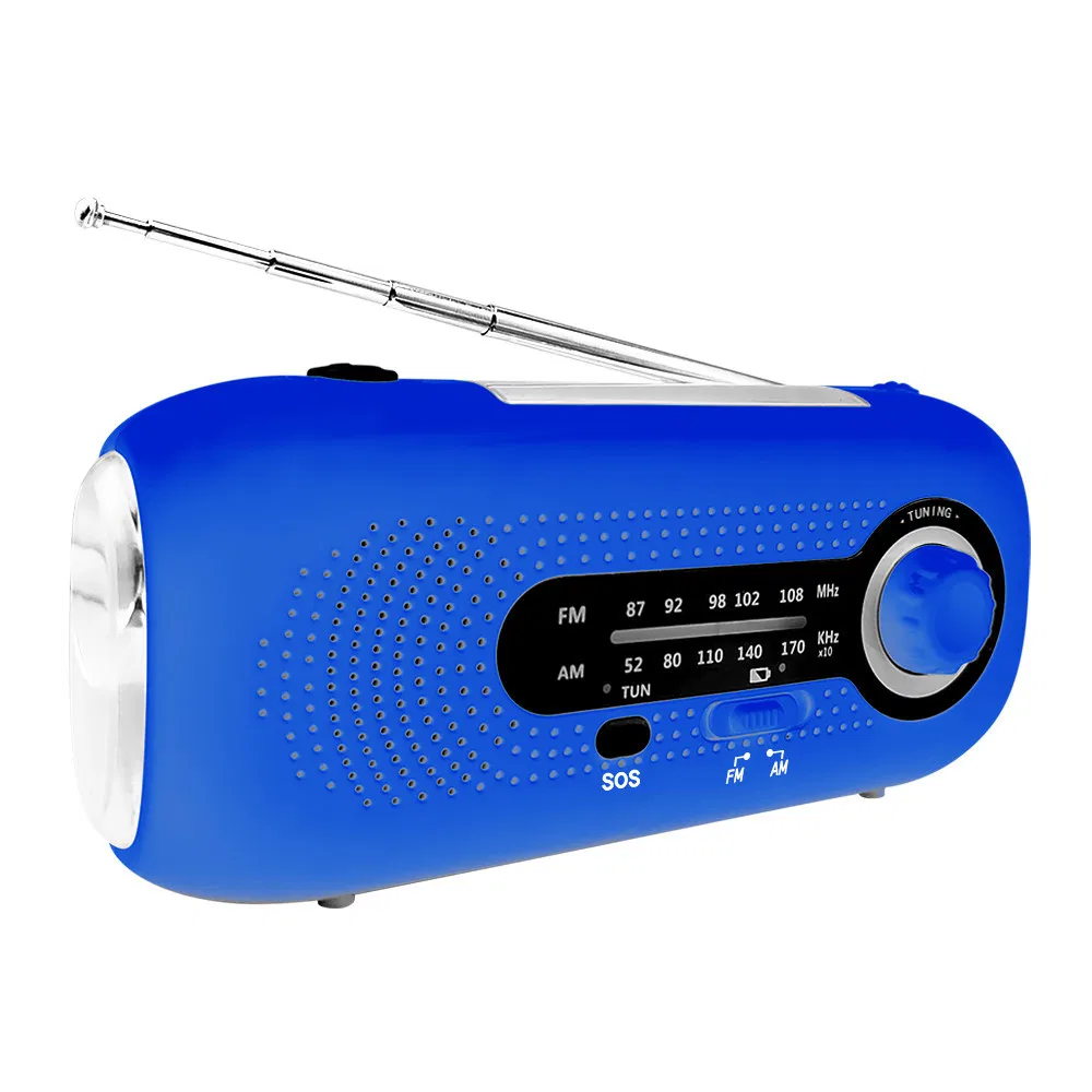 Emergency Hand Crank Portable Am FM Solar Radio with LED Torch and 2000mAh Phone Charging