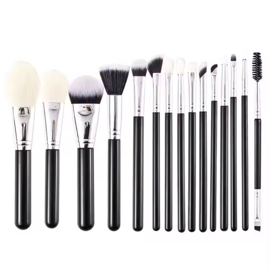15PCS Synthetic Hair Wood Handle Cosmetic Brushes Kit Blending Makeup Brush Set