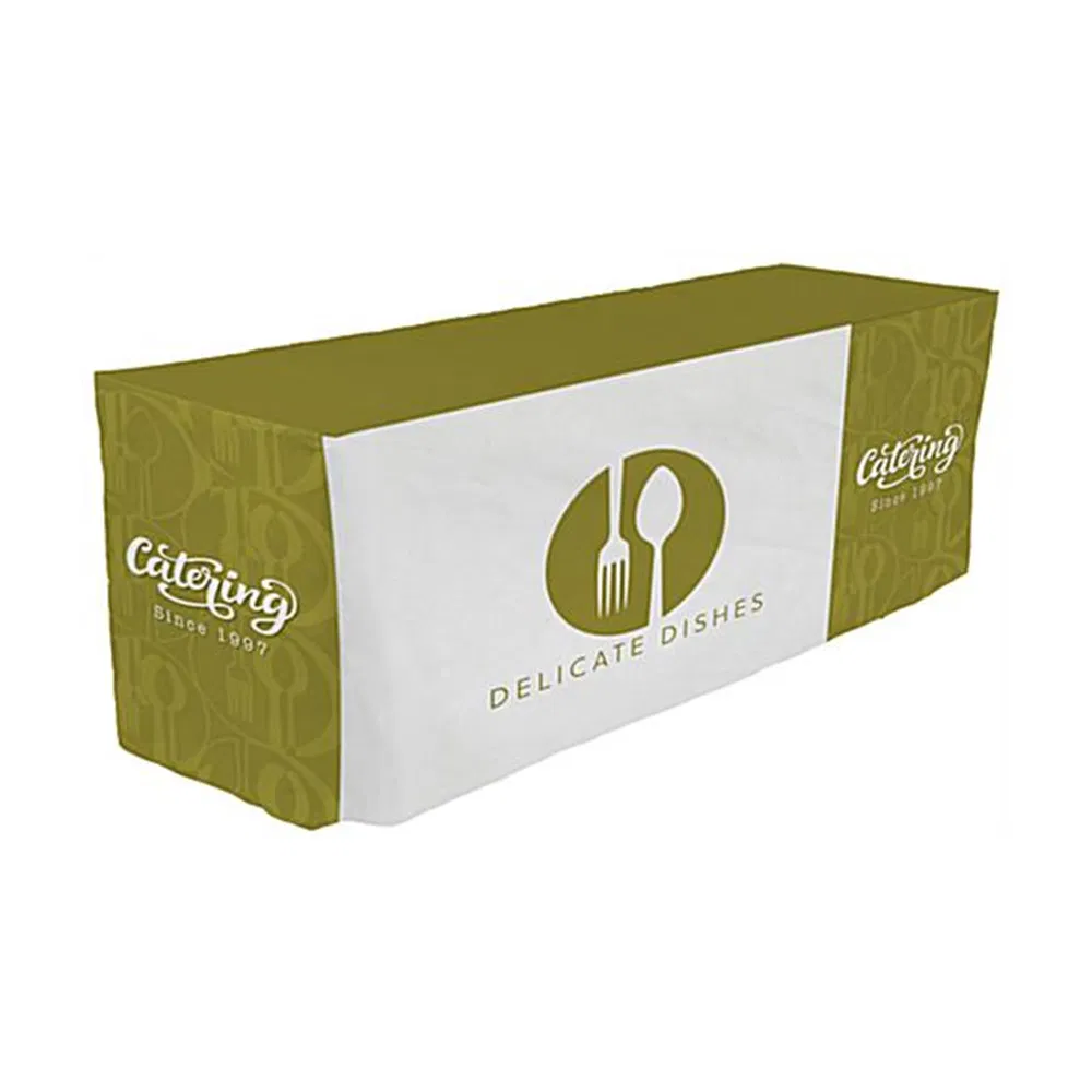 Qualtiy Printing 300d Woven Polyester Fitted Table Cloth Cover for Wedding Party