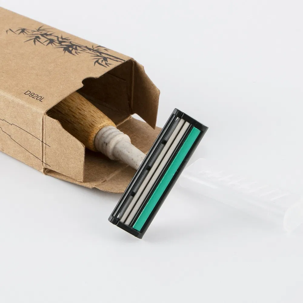 Hotel Supplies Biodegradable Disposable Razor Eco-Friendly Natural Bamboo Shaving Kit for Men
