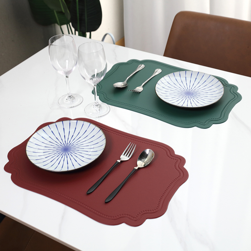 PVC Table Mats Classic Style Washable Placemat for Dining Table Home Kitchen Decor Leather Faux
