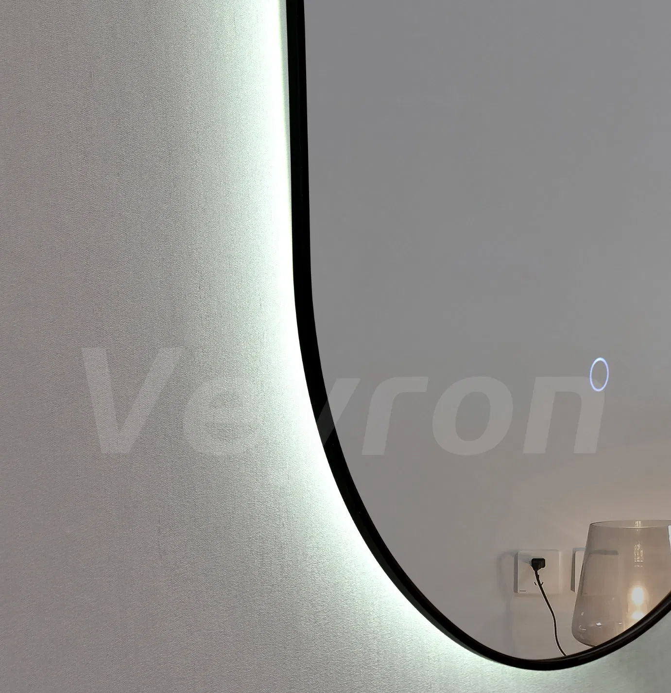 Modern Wall Large Full Size Black Mirror Decor Arch Mirror Aluminum Alloy Frame Anti Fog Wall Mounted Bluetooth LED Backlit Vanity Smart Mirror with CE SAA