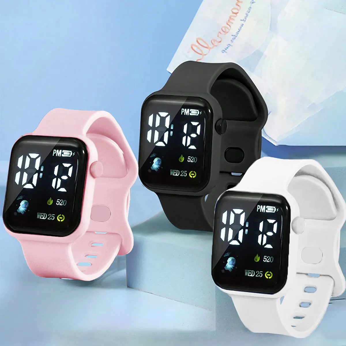 Three Color Watch Set Gift Child Silicone Girl