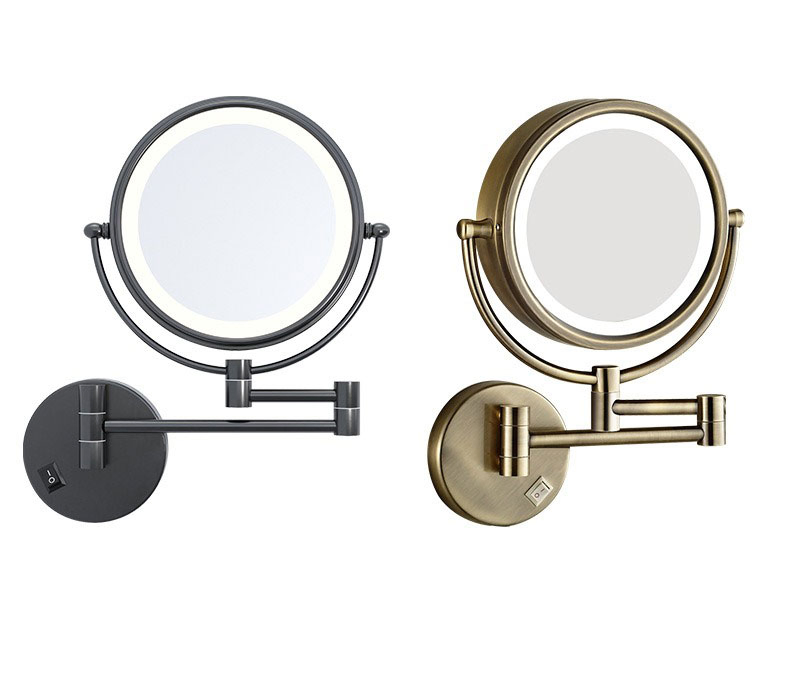 Multi-Function LED Makeup Mirror with Chrome Finish and Adjustable Light