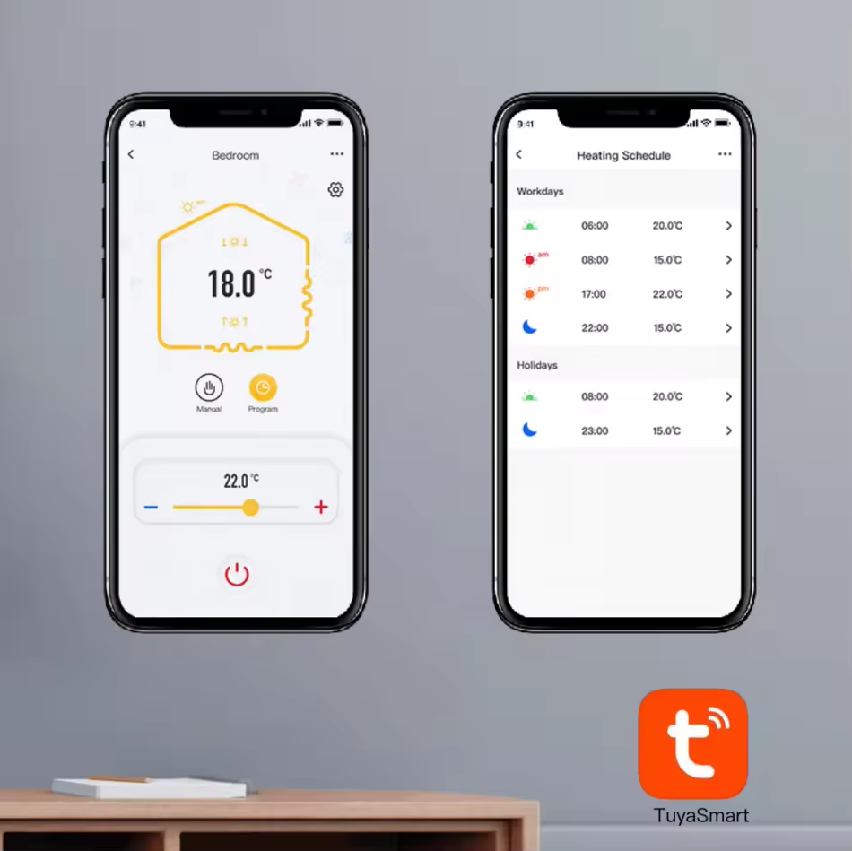 New Style Room Temperature Control Smart Thermostats with Wifl and Child Lock Function for Underfloor Heating Tuya APP Supported