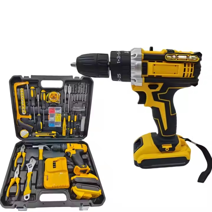 118PCS Lithium Battery Electric Drill Set Brushed Power Drill