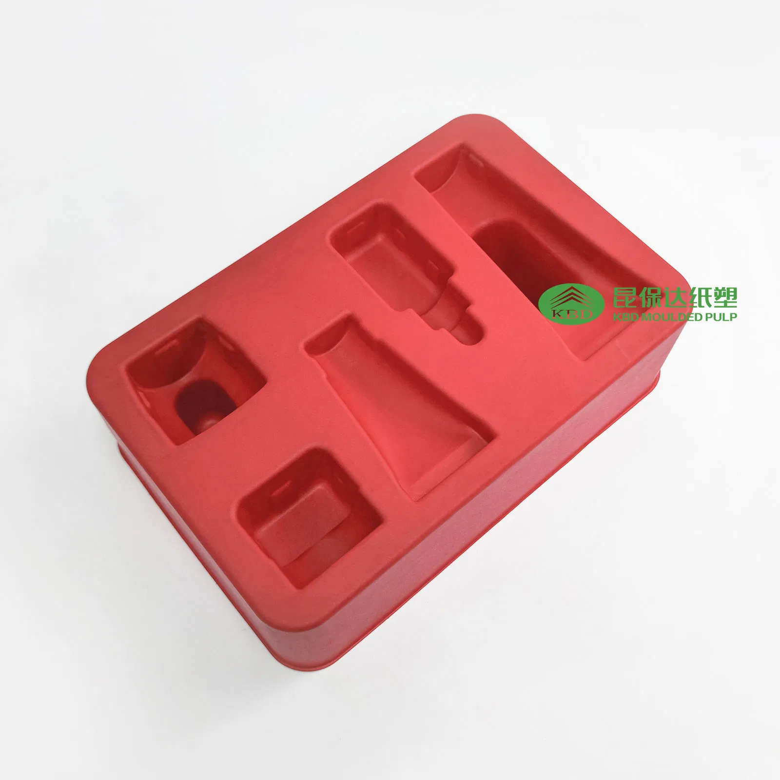 Kbd-Wet Pressed Red Tray for Beauty Products Featuring Sustainable Design