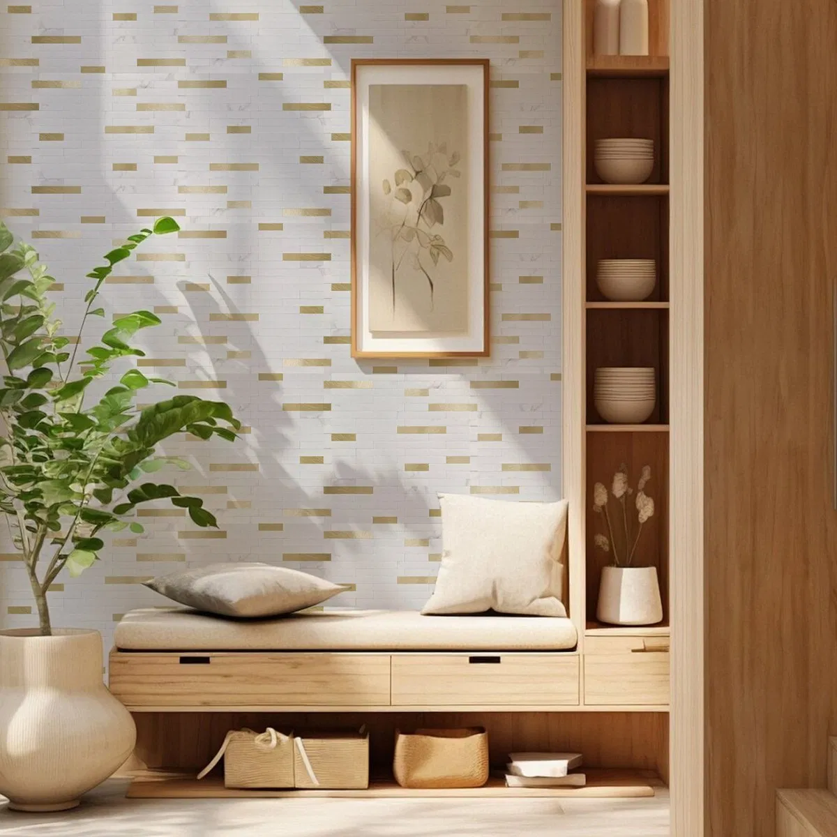 Hot Sale Home Decor Interior Wall Decorative Metallic Mosaic 3D Peel and Stick Bathroom Kitchen Tile with Factory Price