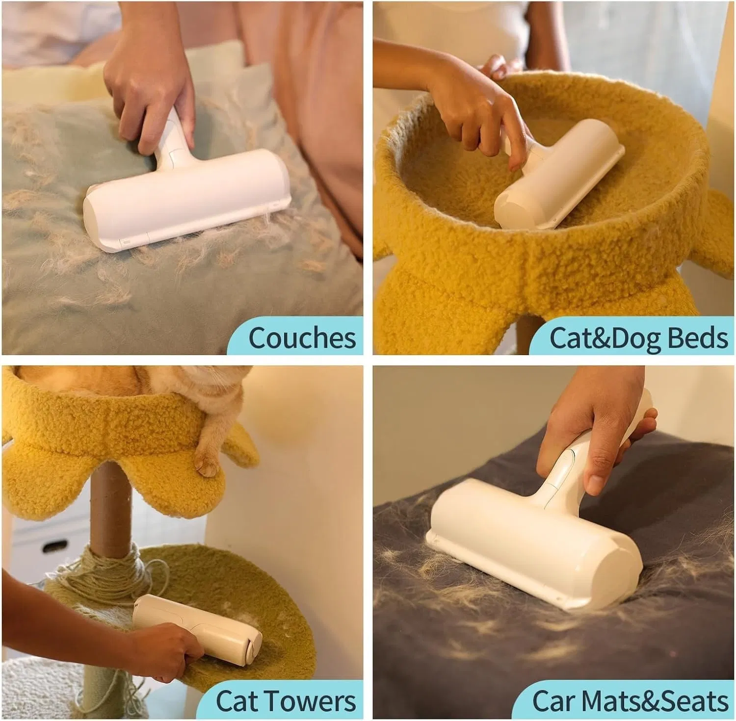 Pet Hair Remover - Lint Roller for Pet Hair - Cat and Dog Hair Remover for Couch, Furniture, Carpet, Car Seat, Reusable Roller with Self-Cleaning Base