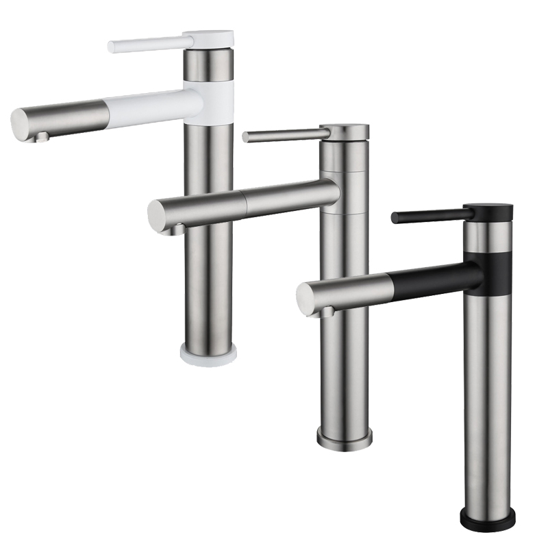 Смеситель для раковины SUS304 с выдвижным изливом, черный