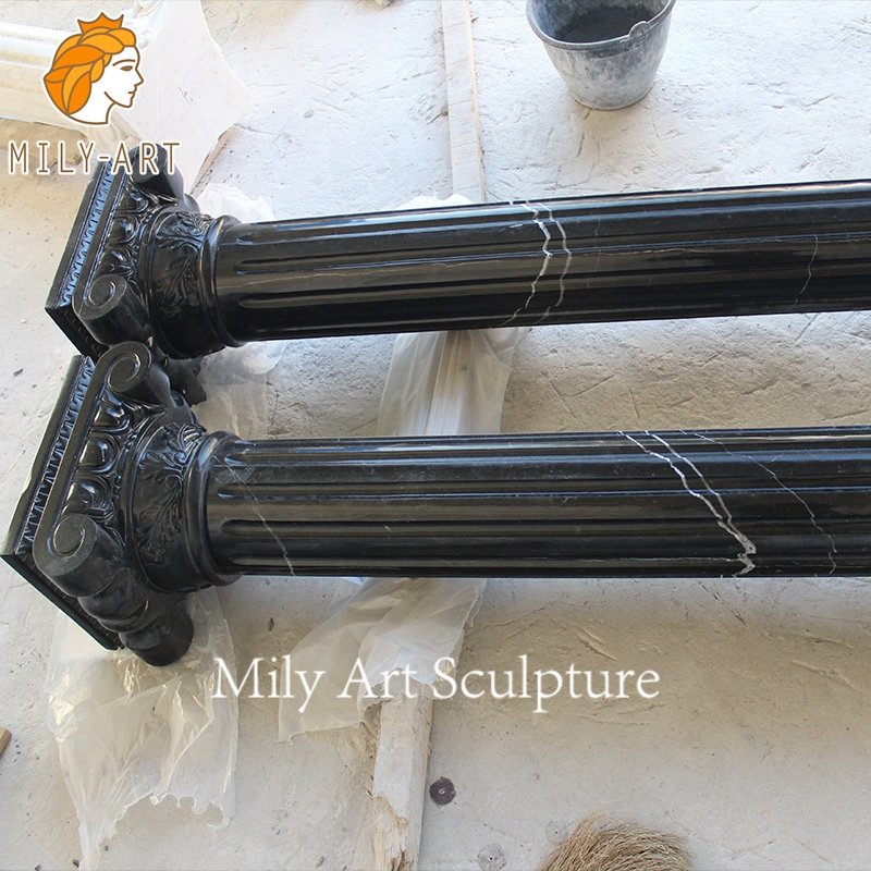 Outdoor Large Hand Carved Natural Marble Pillar for Sale