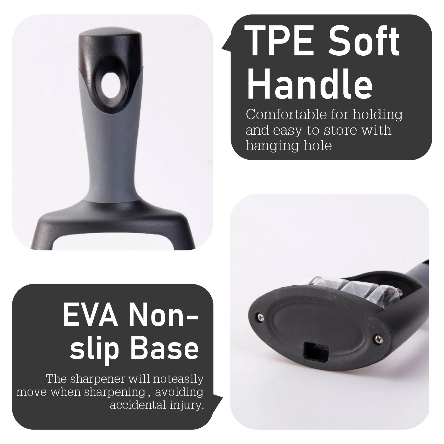 3 Slot Dry Wet Use TPE Handle Kitchen Knife Sharpener for Most Knives Scissors Kitchen Sharpener