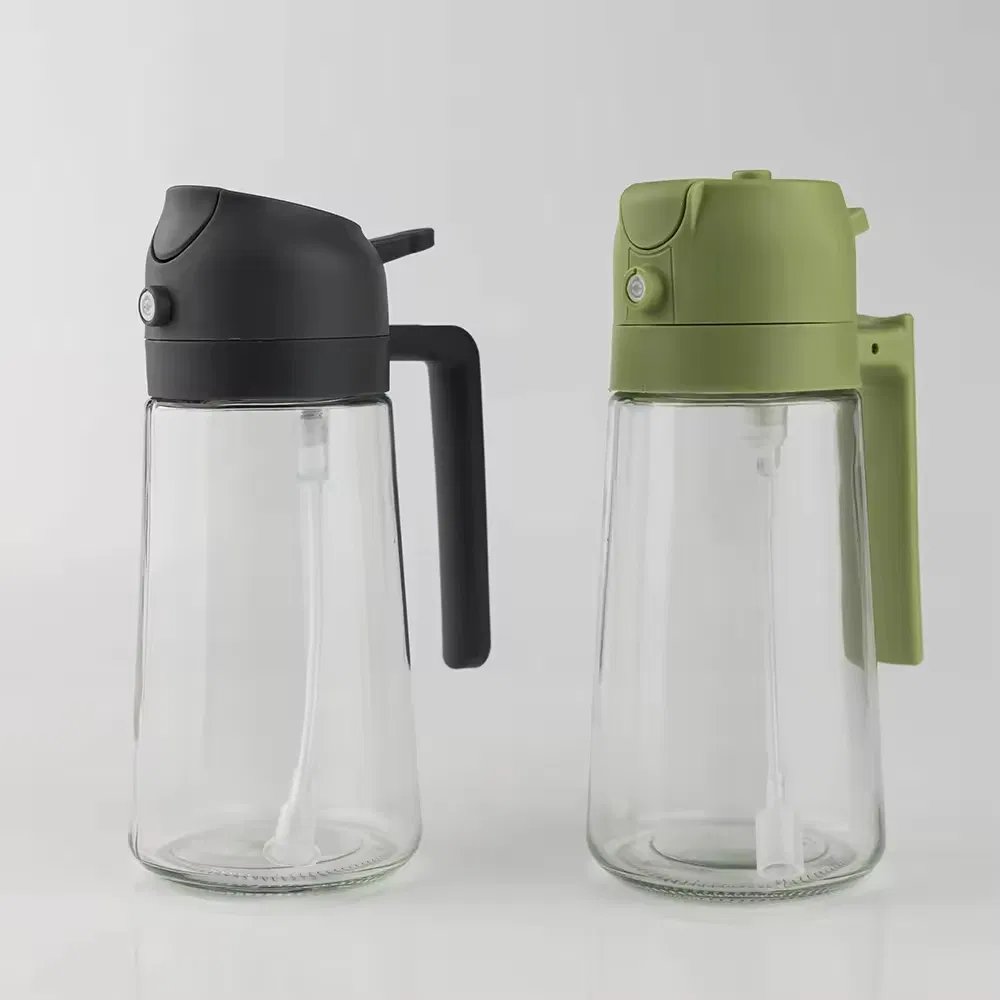 2 in 1 Oil Dispenser 470ml Oil Sprayer Glass Kitchen Cooking Sheen Spray Pot Container Bulk Olive Oil Bottle for Cooking
