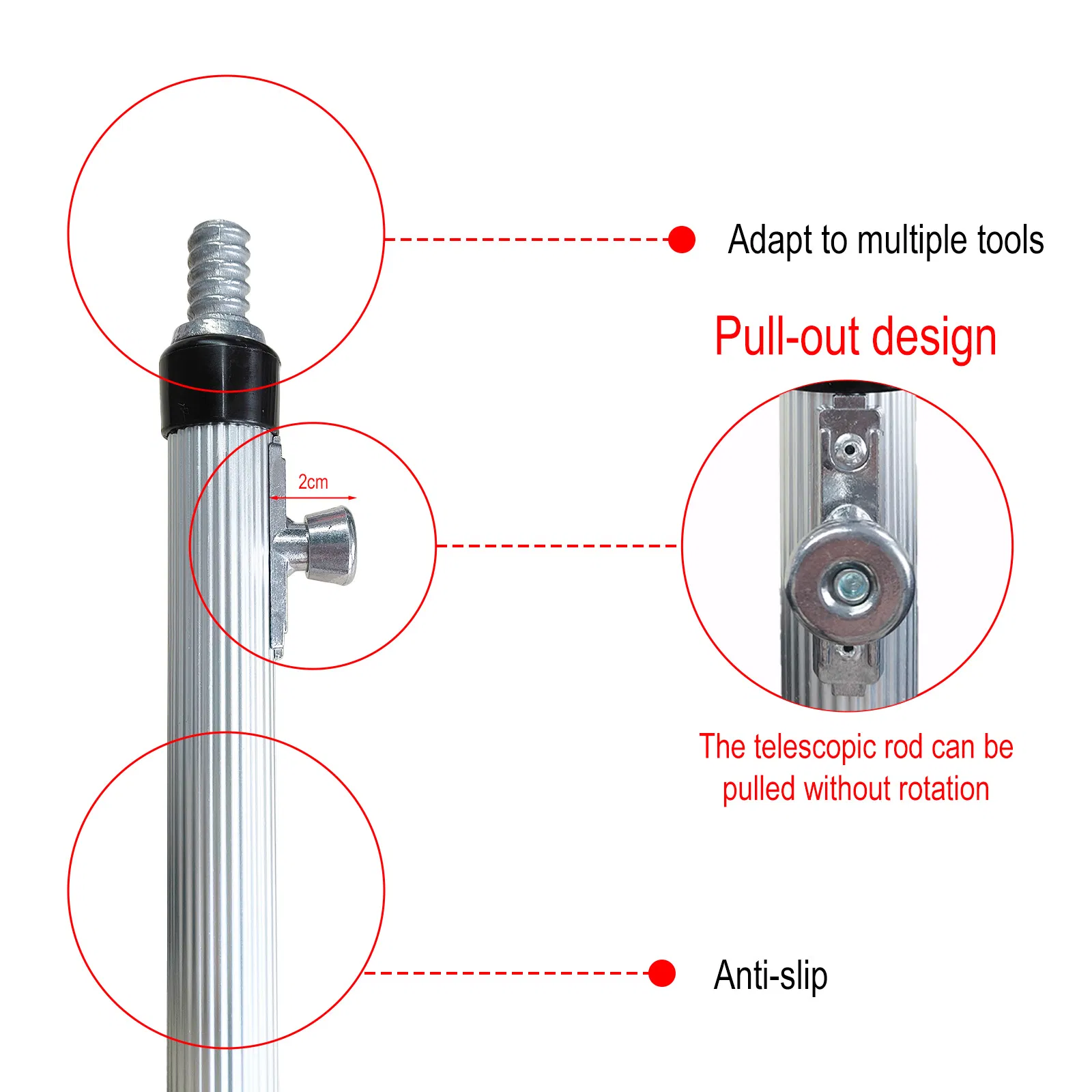 Professional 3-Section Press-Lock Aluminum Telescopic Pole for Painting & Decorating