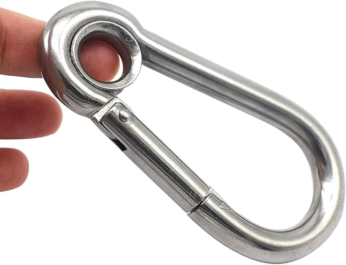 M4-to-M14 Stainless Steel Heavy Duty Carabiner Clips with Round Hole Snap Hook