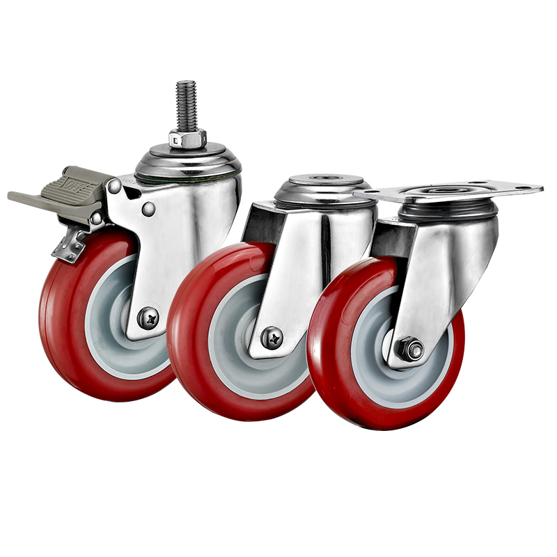 3"4"5" Stainless Steel High Quality PU Wheels Anti-Rust Trolley Caster Wheels Rust-Resistant Casters