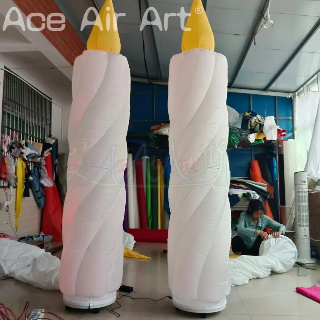 Giant LED Inflatable White Candle Christmas Decoration with Air Blower for Outdoor Events and Advertising
