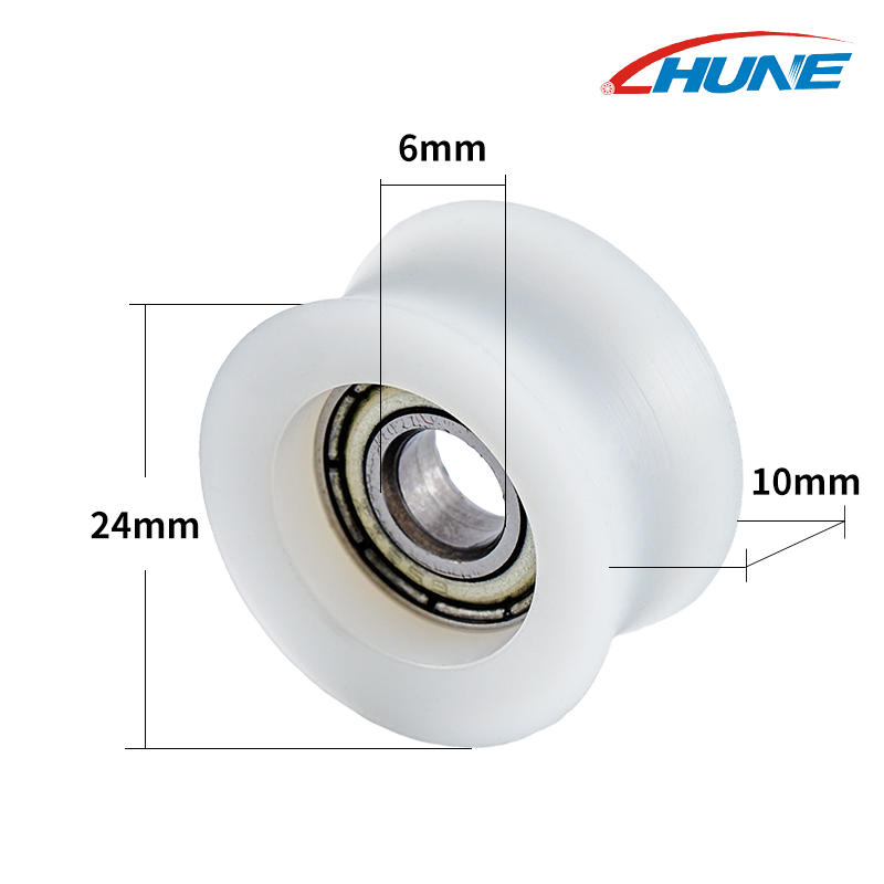 626 China Supplier Customized Miniature Plastic Nylon/POM Coated U Groove Silent Pulley Track Roller Wheel Bearing Roller Pulley U0622.5-7 Nylon Roller