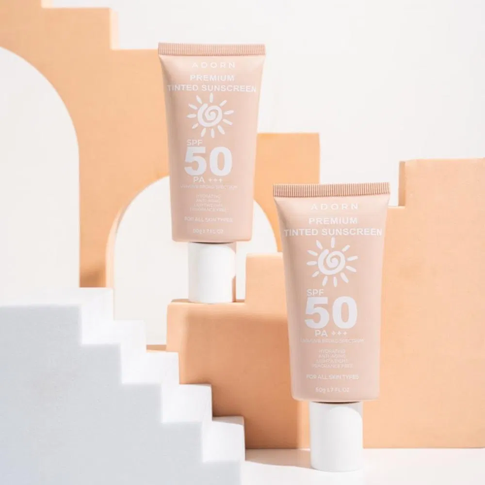 Private Label Korean Beauty Face Care Body Cream Sun Protection Color Foundation SPF 50 Tinted Sunscreen