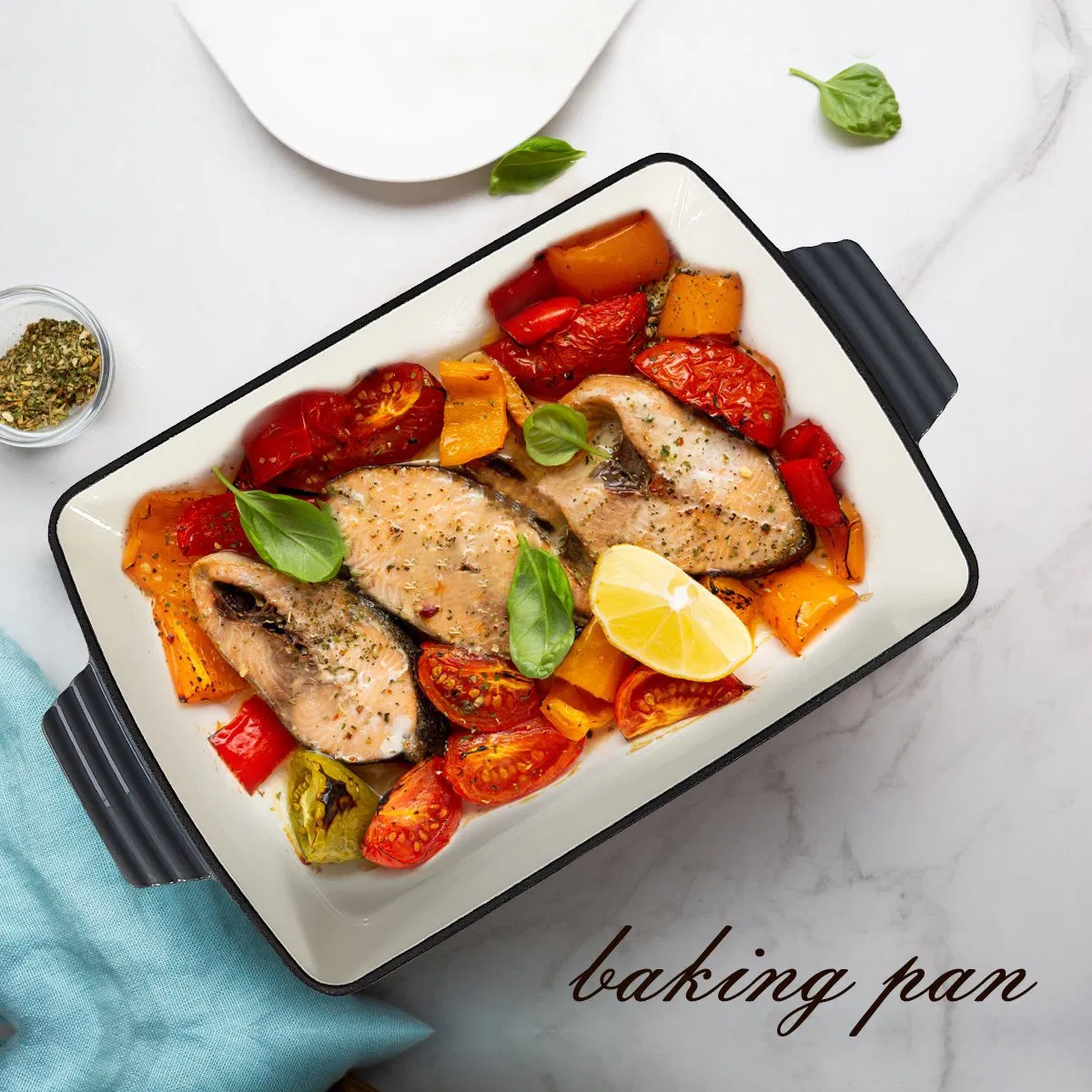 Factory Supply Non-Stick Enameled Cast Iron Baking Pans for Household
