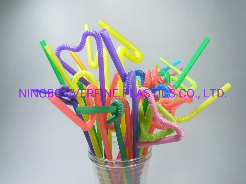 Plastic Multiple Colors Artistic Straws 6mmx260mm