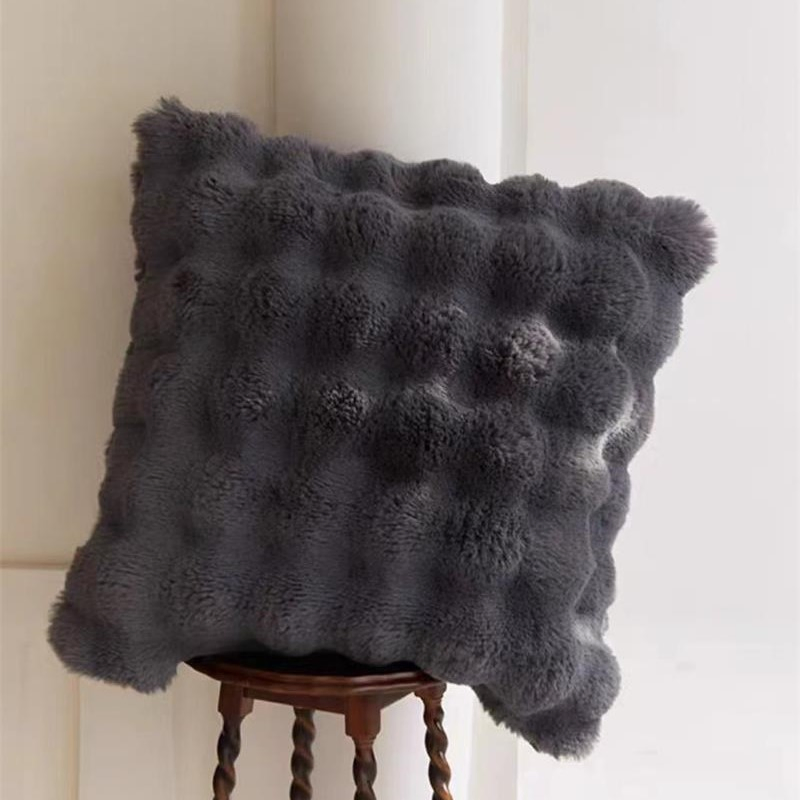 Fake Rabbit Fur Cushion of Pillow Cover Seat Throw Gift Sofa Cover