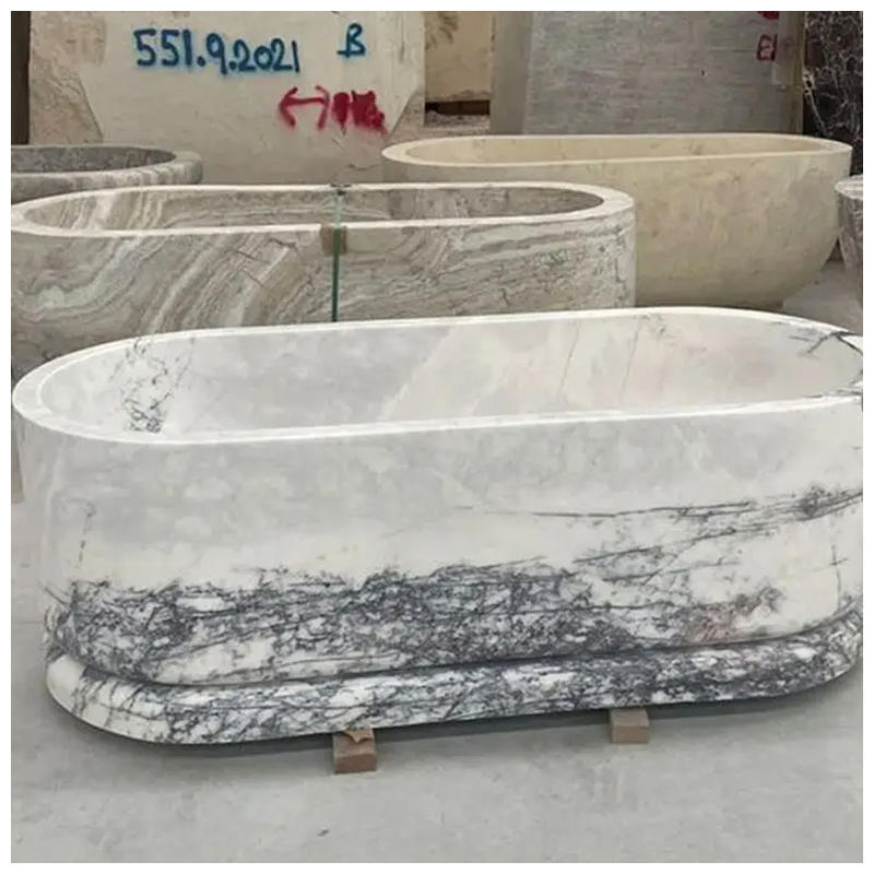 Milas Lilac Marble Freestanding Bath Tub