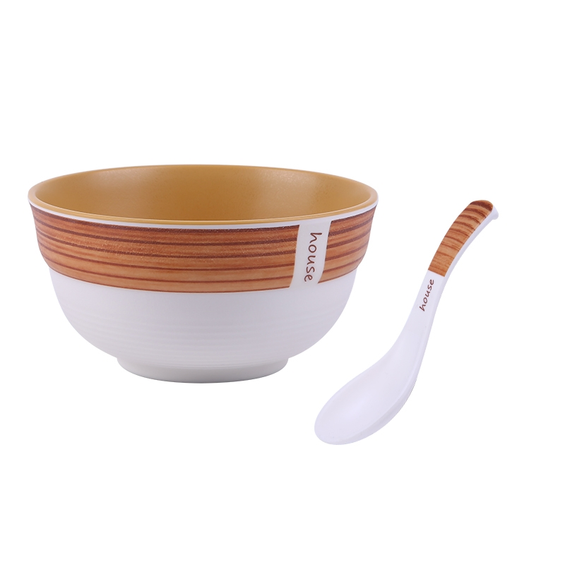 2025 Top-Selling Wood Grain Melamine Rice Bowl Tableware Set Melamine Restaurant Bowl